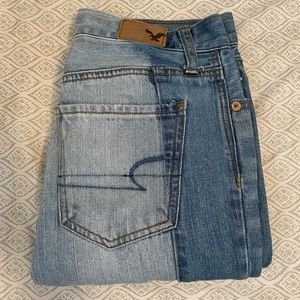 American Eagle Two-Tone Mom Jeans